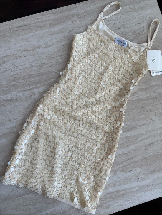 Peppermayo Dresses & Skirts - Peppermayo Light Yellow Sequin Dress
